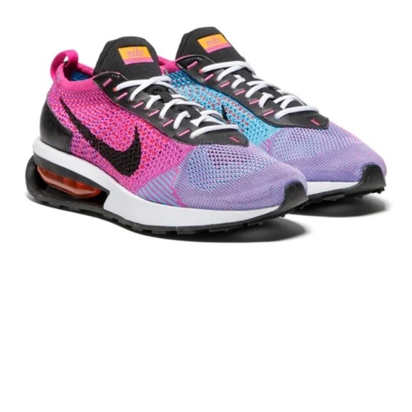 NIKE WOMENS AIR MAX FLYKNIT RACER NEXT NATURE FUCHSIA DREAM BALTIC BLUE sneakers - Picture 5 of 10